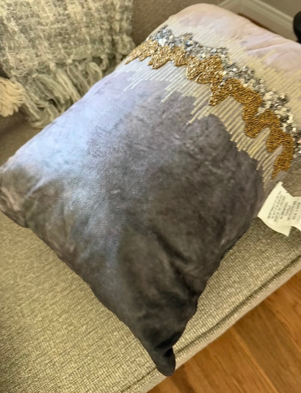 Decorative Luxurious Highly Textured Embellishment Velvet Throw Pillow NE W/TAGS